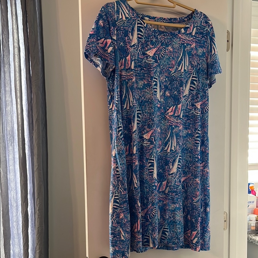 Blue and Pink Patterned Dress